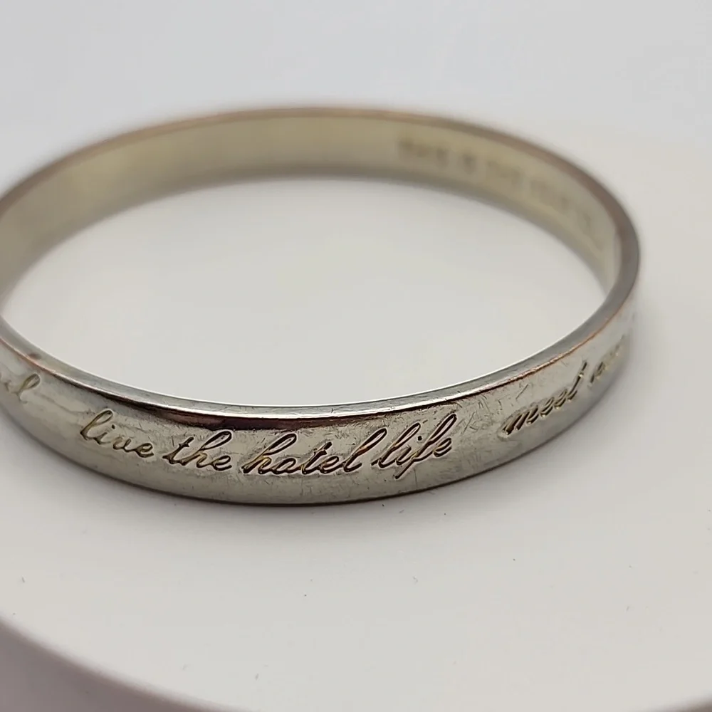 Kate Spade Approx 9 Inch Silver‎ Tone Bangle Bracelet "This Is The Year To..." - Picture 4 of 8